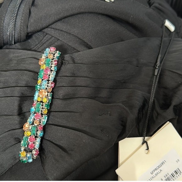 SANDRO PARIS NWT FALBELA  EMBELLISHED DETAIL BUST MIDI DRESS SIZE EU 38 - Picture 5 of 6